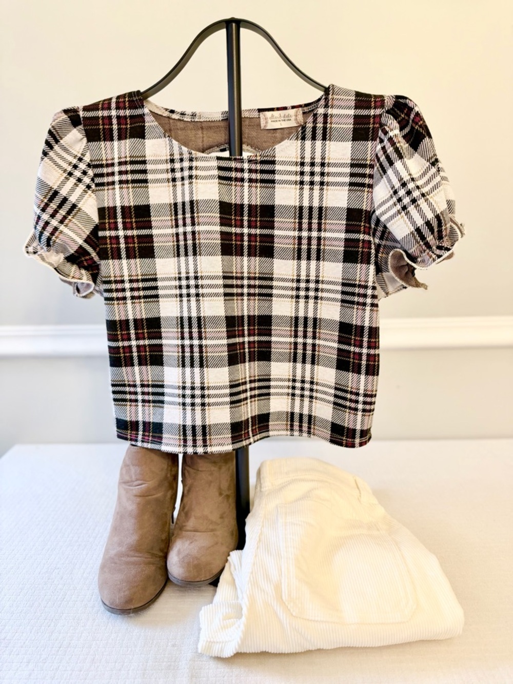 Altar’d State Plaid Crop Top Open Back Cottagecore Coastal Cowgirl Size L